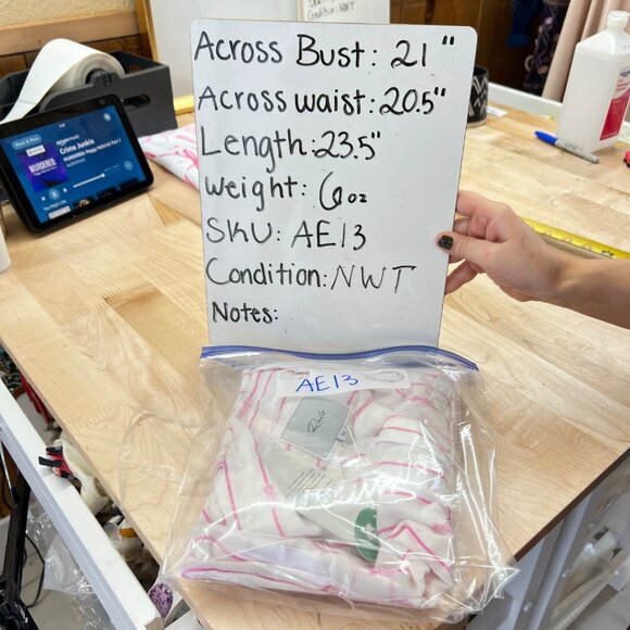 Rails Whitney Pineapple Stripe Linen Blend Button-Up Shirt XS White & Pink NWT - Picture 10 of 12